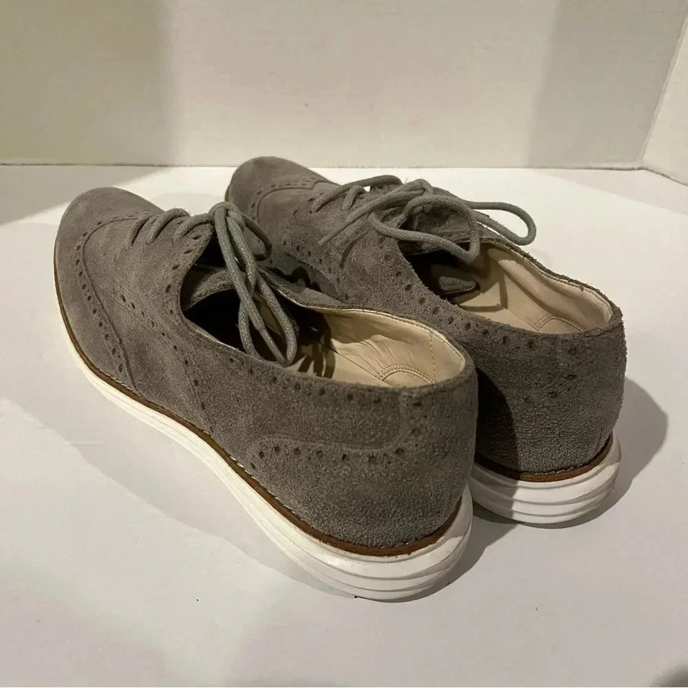 Cole Haan Womens Lunargrand Wingtip II Lace up Oxford Flats Grey Waterproof Sz 9 - Picture 4 of 10